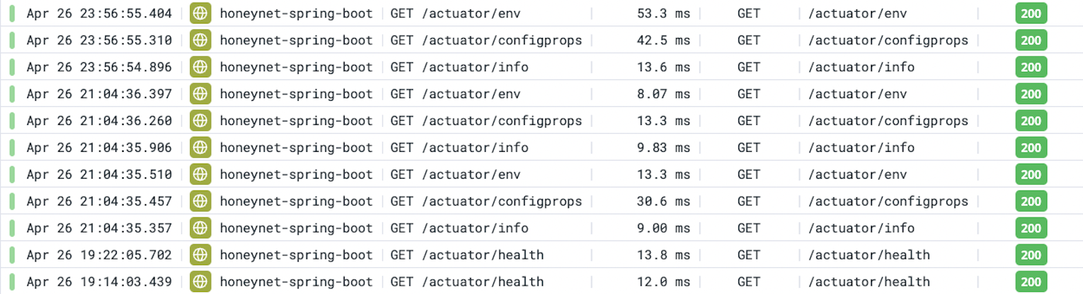 Attacker activity on the honeypot
